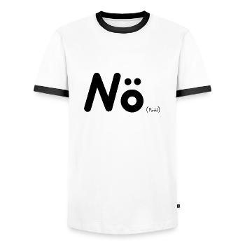 Nö (Punkt) - Spruch - Männer Kontrast-T-Shirt - Weiß/Schwarz - Vorne - AI Model Female 172 light (172cm) & AI Model Male 178 dark (178cm)