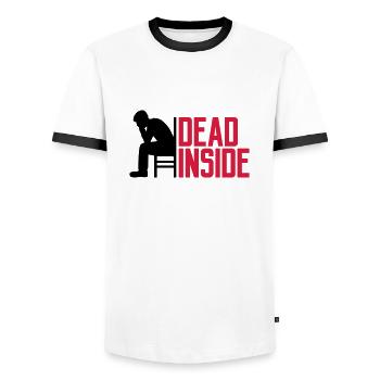 Depression Dead Inside - Men's Ringer Shirt - white/black - Front - AI Model Female 172 light (172cm) & AI Model Male 178 dark (178cm)