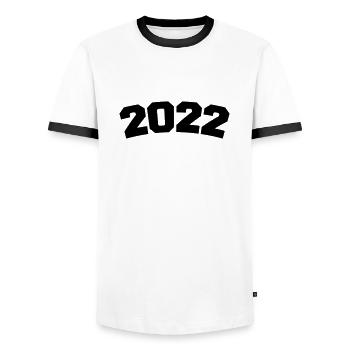 2022 - T-shirt contrasté Homme - blanc/noir - Devant - AI Model Female 172 light (172cm) & AI Model Male 178 dark (178cm)