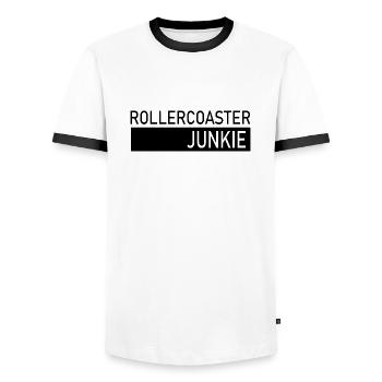 Rollercoaster Roller Coaster - Men's Ringer Shirt - white/black - Front - AI Model Female 172 light (172cm) & AI Model Male 178 dark (178cm)