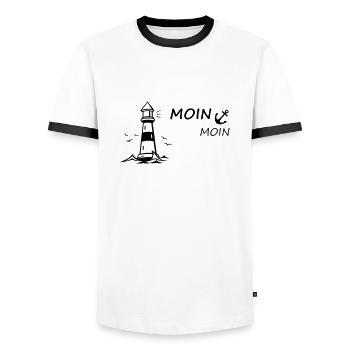 Moin Moin - Männer Kontrast-T-Shirt - Weiß/Schwarz - Vorne - AI Model Female 172 light (172cm) & AI Model Male 178 dark (178cm)