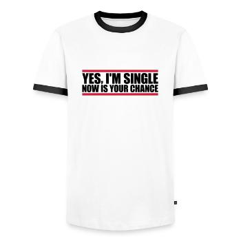 single now your chance - Männer Kontrast-T-Shirt - Weiß/Schwarz - Vorne - AI Model Female 172 light (172cm) & AI Model Male 178 dark (178cm)