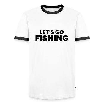 Let's Go Fishing - Men's Ringer Shirt - white/black - Front - AI Model Female 172 light (172cm) & AI Model Male 178 dark (178cm)