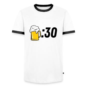 Beer :30 - Men's Ringer Shirt - white/black - Front - AI Model Female 172 light (172cm) & AI Model Male 178 dark (178cm)