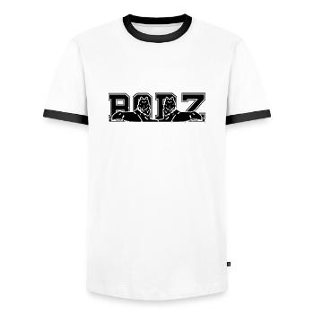 2BORZ - Männer Kontrast-T-Shirt - Weiß/Schwarz - Vorne - AI Model Female 172 light (172cm) & AI Model Male 178 dark (178cm)