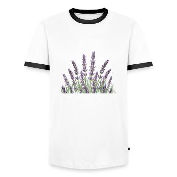 Lavendelhalme Lavendel - Männer Kontrast-T-Shirt - Weiß/Schwarz - Vorne - AI Model Female 172 light (172cm) & AI Model Male 178 dark (178cm)