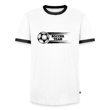 Fußball Soccer - Men's Ringer Shirt - white/black - Front - AI Model Female 172 light (172cm) & AI Model Male 178 dark (178cm)