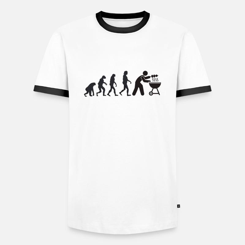 Barbecue - Human evolution - Men's Ringer Shirt - white/black