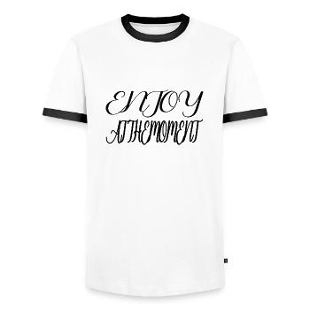 LE MOMENT - T-shirt contrasté Homme - blanc/noir - Devant - AI Model Female 172 light (172cm) & AI Model Male 178 dark (178cm)