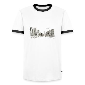 Chicago USA Illinois America Travel United States - Men's Ringer Shirt - white/black - Front - AI Model Female 172 light (172cm) & AI Model Male 178 dark (178cm)