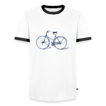 Fahrrad - Männer Kontrast-T-Shirt - Weiß/Schwarz - Vorne - AI Model Female 172 light (172cm) & AI Model Male 178 dark (178cm)