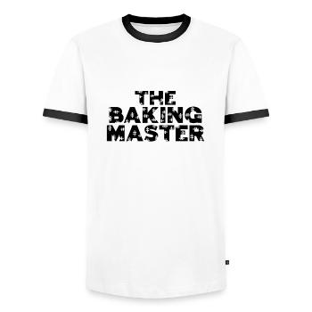 Le maître boulanger enneigé - T-shirt contrasté Homme - blanc/noir - Devant - AI Model Female 172 light (172cm) & AI Model Male 178 dark (178cm)