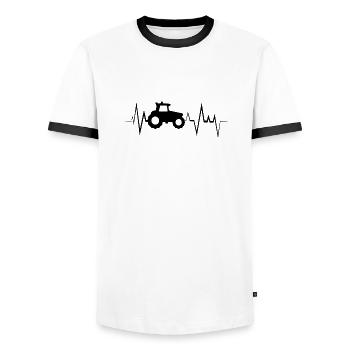 Rythme cardiaque ECG du tracteur - T-shirt contrasté Homme - blanc/noir - Devant - AI Model Female 172 light (172cm) & AI Model Male 178 dark (178cm)
