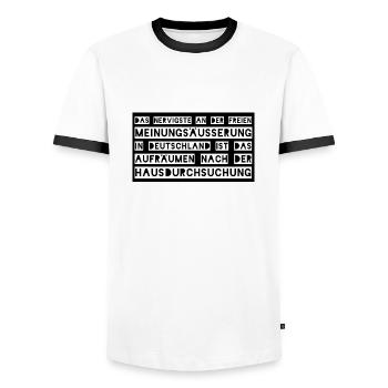 Freie Meinungsäußerung Gedanken Freiheit - Männer Kontrast-T-Shirt - Weiß/Schwarz - Vorne - AI Model Female 172 light (172cm) & AI Model Male 178 dark (178cm)