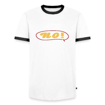 No with speech bubble - Men's Ringer Shirt - white/black - Front - AI Model Female 172 light (172cm) & AI Model Male 178 dark (178cm)
