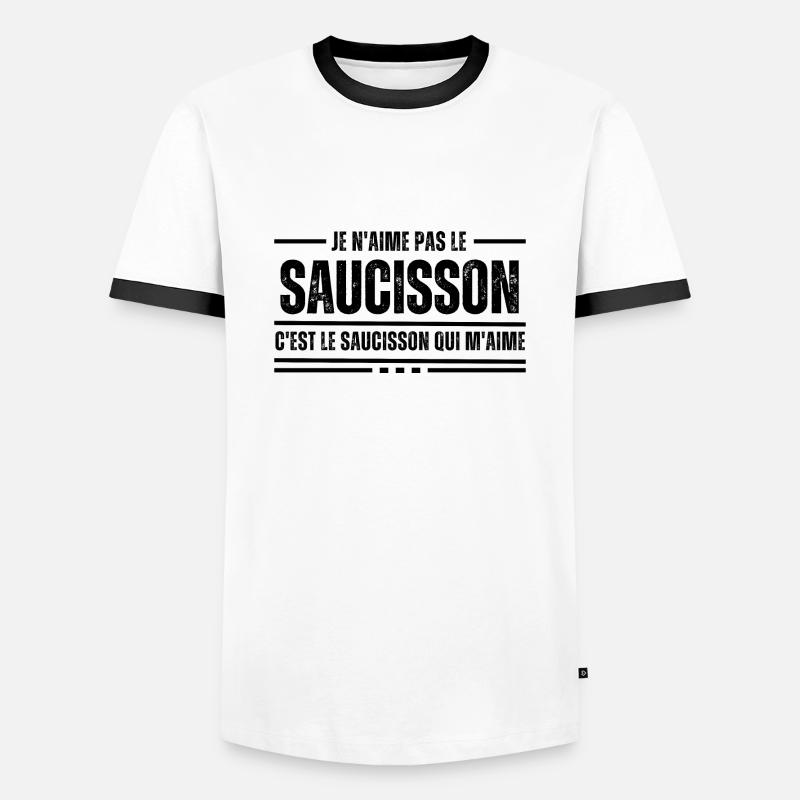 Je N'Aime Pas Le Saucisson - T-shirt contrasté Homme - blanc/noir