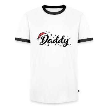 Père Noël Chapeau Papa Papa - T-shirt contrasté Homme - blanc/noir - Devant - AI Model Female 172 light (172cm) & AI Model Male 178 dark (178cm)