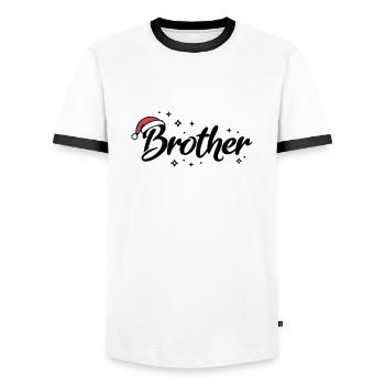 Santa Hat Brother Brother - Men's Ringer Shirt - white/black - Front - AI Model Female 172 light (172cm) & AI Model Male 178 dark (178cm)