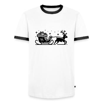 Reindeer Sleigh - Men's Ringer Shirt - white/black - Front - AI Model Female 172 light (172cm) & AI Model Male 178 dark (178cm)