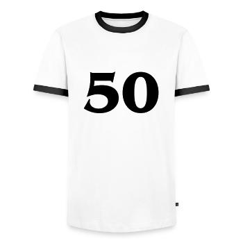 Zahl 50 - Men's Ringer Shirt - white/black - Front - AI Model Female 172 light (172cm) & AI Model Male 178 dark (178cm)