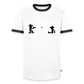 retro Outlaw - Männer Kontrast-T-Shirt - Weiß/Schwarz - Vorne - AI Model Female 172 light (172cm) & AI Model Male 178 dark (178cm)