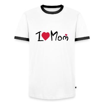 Maman de coeur, je - T-shirt contrasté Homme - blanc/noir - Devant - AI Model Female 172 light (172cm) & AI Model Male 178 dark (178cm)