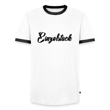 Einzelstück - Männer Kontrast-T-Shirt - Weiß/Schwarz - Vorne - AI Model Female 172 light (172cm) & AI Model Male 178 dark (178cm)