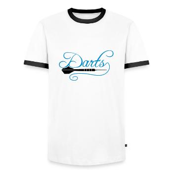darts verein text frequenz herzschlag puls logo te - Männer Kontrast-T-Shirt - Weiß/Schwarz - Vorne - AI Model Female 172 light (172cm) & AI Model Male 178 dark (178cm)