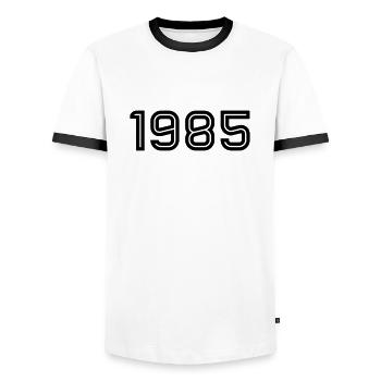 1985 Inline - T-shirt contrasté Homme - blanc/noir - Devant - AI Model Female 172 light (172cm) & AI Model Male 178 dark (178cm)