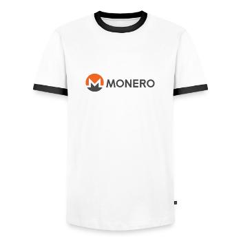 Monero - Crypto-monnaie privée - T-shirt contrasté Homme - blanc/noir - Devant - AI Model Female 172 light (172cm) & AI Model Male 178 dark (178cm)