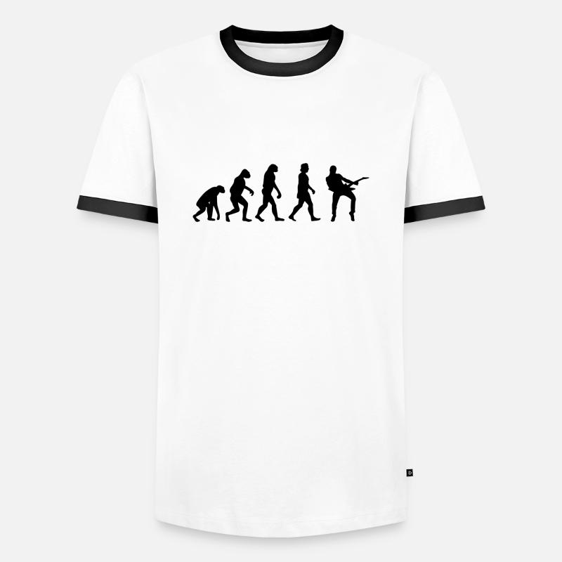 Gitarrist Evolution E-Gitarre Band Geschenk - Männer Kontrast-T-Shirt - Weiß/Schwarz