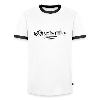 Danke schön - Männer Kontrast-T-Shirt - Weiß/Schwarz - Vorne - AI Model Female 172 light (172cm) & AI Model Male 178 dark (178cm)