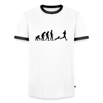 Chien chien - T-shirt contrasté Homme - blanc/noir - Devant - AI Model Female 172 light (172cm) & AI Model Male 178 dark (178cm)