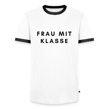 Frau mit Klasse - Männer Kontrast-T-Shirt - Weiß/Schwarz - Vorne - AI Model Female 172 light (172cm) & AI Model Male 178 dark (178cm)