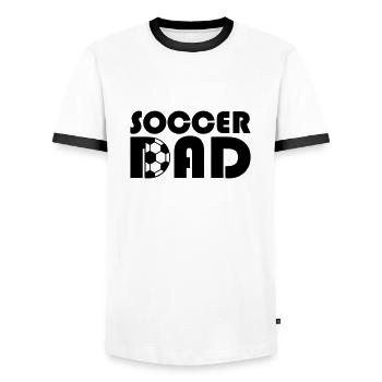 Fußballverein Soccer Dad Design - Männer Kontrast-T-Shirt - Weiß/Schwarz - Vorne - AI Model Female 172 light (172cm) & AI Model Male 178 dark (178cm)