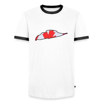 Piste de course du Canada avec drapeau - T-shirt contrasté Homme - blanc/noir - Devant - AI Model Female 172 light (172cm) & AI Model Male 178 dark (178cm)