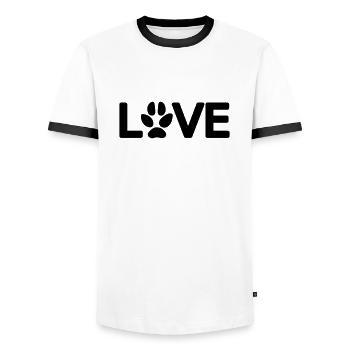 Love Dog Paw 1 Vecteur - T-shirt contrasté Homme - blanc/noir - Devant - AI Model Female 172 light (172cm) & AI Model Male 178 dark (178cm)