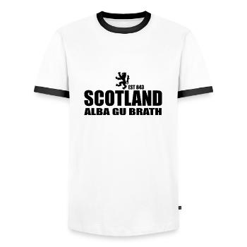 Scotland patriotic - Men's Ringer Shirt - white/black - Front - AI Model Female 172 light (172cm) & AI Model Male 178 dark (178cm)