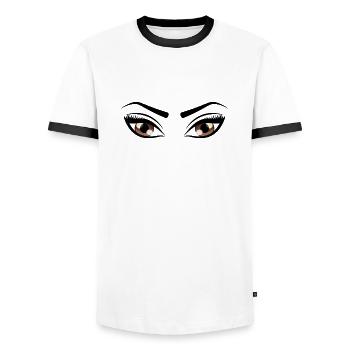 Augen - Männer Kontrast-T-Shirt - Weiß/Schwarz - Vorne - AI Model Female 172 light (172cm) & AI Model Male 178 dark (178cm)