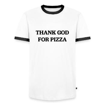 Pizza - T-shirt contrasté Homme - blanc/noir - Devant - AI Model Female 172 light (172cm) & AI Model Male 178 dark (178cm)