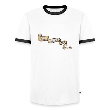 What about NO ? - Männer Kontrast-T-Shirt - Weiß/Schwarz - Vorne - AI Model Female 172 light (172cm) & AI Model Male 178 dark (178cm)