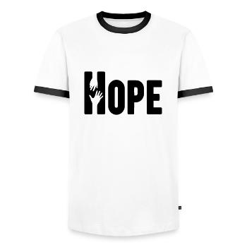 HOPE - T-shirt contrasté Homme - blanc/noir - Devant - AI Model Female 172 light (172cm) & AI Model Male 178 dark (178cm)