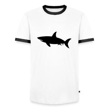 Requin - T-shirt contrasté Homme - blanc/noir - Devant - AI Model Female 172 light (172cm) & AI Model Male 178 dark (178cm)
