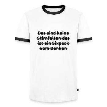 witzige sprüche - Männer Kontrast-T-Shirt - Weiß/Schwarz - Vorne - AI Model Female 172 light (172cm) & AI Model Male 178 dark (178cm)