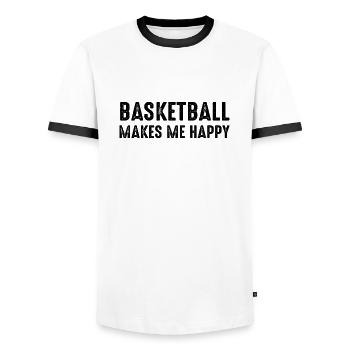 Basketball - Men's Ringer Shirt - white/black - Front - AI Model Female 172 light (172cm) & AI Model Male 178 dark (178cm)
