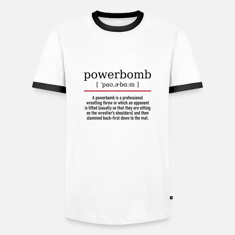 powerbomb - spelling and description - Männer Kontrast-T-Shirt - Weiß/Schwarz