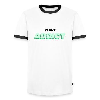 Plant addict - Männer Kontrast-T-Shirt - Weiß/Schwarz - Vorne - AI Model Female 172 light (172cm) & AI Model Male 178 dark (178cm)