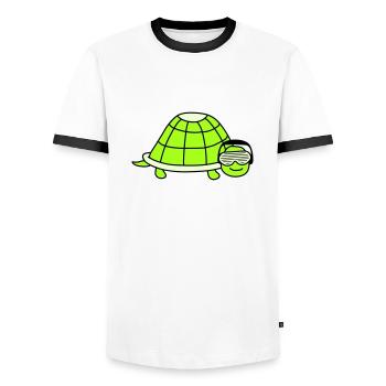 Tortue mignonne DJ mignon Musique de fête Animal - T-shirt contrasté Homme - blanc/noir - Devant - AI Model Female 172 light (172cm) & AI Model Male 178 dark (178cm)