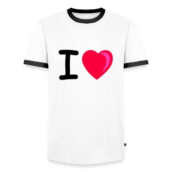 Je cœur - T-shirt contrasté Homme - blanc/noir - Devant - AI Model Female 172 light (172cm) & AI Model Male 178 dark (178cm)