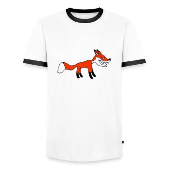 Renard, Mauvais œil, Dangereux, Renard roux, Animal sauvage - T-shirt contrasté Homme - blanc/noir - Devant - AI Model Female 172 light (172cm) & AI Model Male 178 dark (178cm)